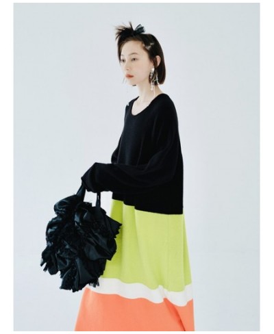 autumn and winter stretch mohair colorblock woven dress plus size striped knitted skirt 223821 $109.43 - Skirts