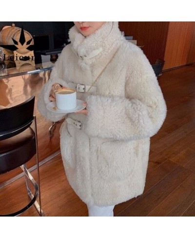 Loose Casual Thick O-Neck Women Warm Outwear Long Faux Lamb Fur Jacket Winter Coat Women Black Fur Winter Warm Coats $82.40 -...