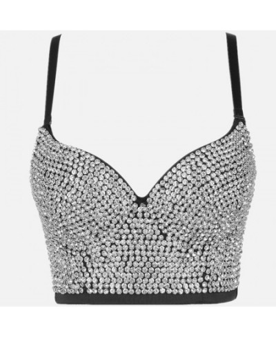 Women Tank Tops Luxury Sequined Rhinestone Pearl Wedding Push Up Bra Woman Clothes Camis Stage Ladies Crop Top Corset y2k $58...