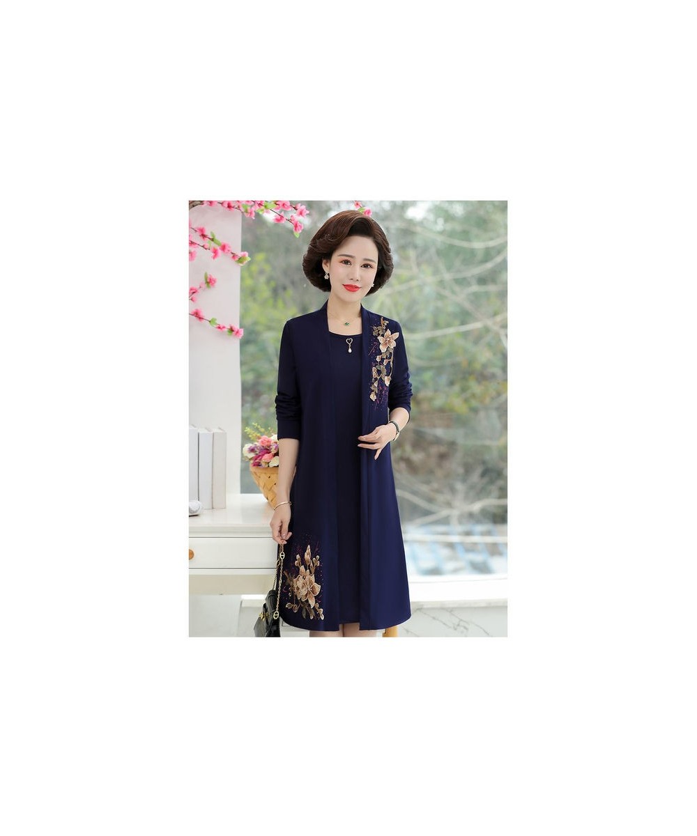 Women Dress Two Piece Suit Spring Fall Noble Elegant Cheongsam Dress Middle-aged Mother Embroidered Dress Set $54.59 - Suits ...