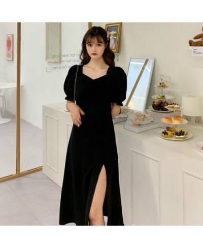 Dress Women Solid Slim Trendy Spring Simple Korean Style Elegant Casual Soft Side-slit Ladies Fashion All-match Party Vestido...