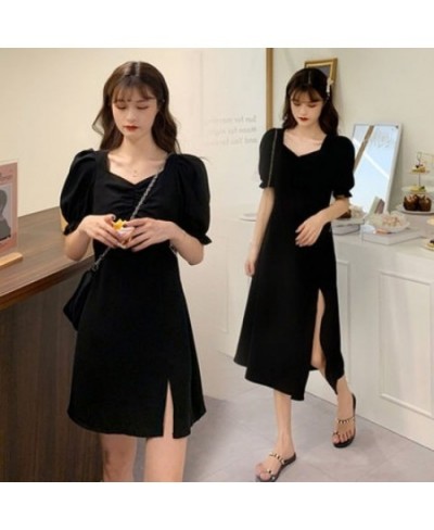 Dress Women Solid Slim Trendy Spring Simple Korean Style Elegant Casual Soft Side-slit Ladies Fashion All-match Party Vestido...