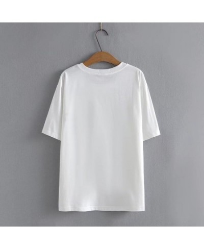 Plus Size Women's Cute Printed Summer T-shirts Oversized Short Sleeve White Black Tops $36.25 - Plus Size Clothes