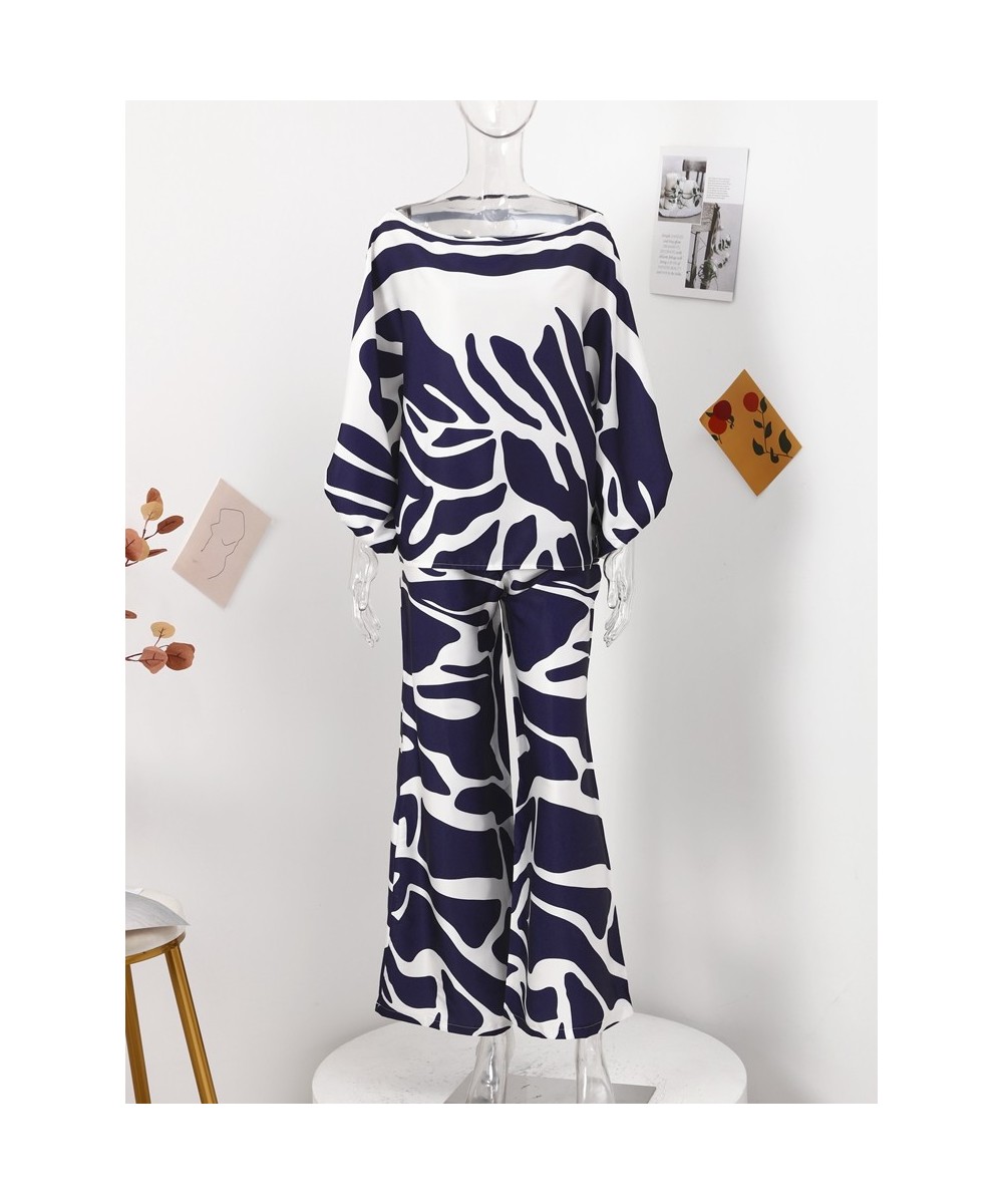 Print Satin Off Shoulder Women 2 Piece Sets Casual Loose Puff Sleeve Top Long Trouser Suit Female Spring Commuting Ladies $45...