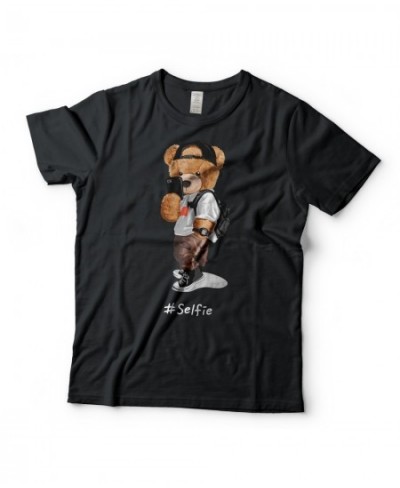 Graphic T Shirts Teddy Bear Selfie Letter Print T-shirt Pure Cotton Unisex Tees Summer Tee Shirts 19 Colors $27.34 - Tops & Tees