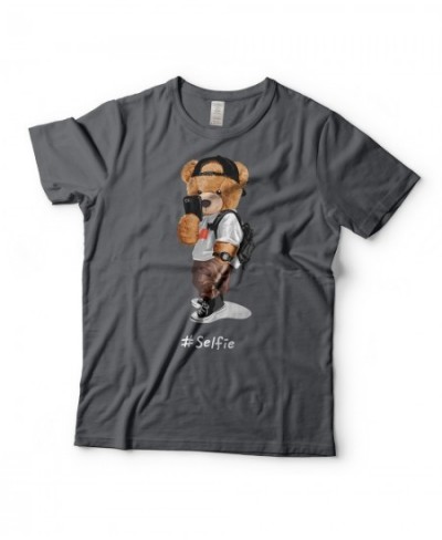 Graphic T Shirts Teddy Bear Selfie Letter Print T-shirt Pure Cotton Unisex Tees Summer Tee Shirts 19 Colors $27.34 - Tops & Tees