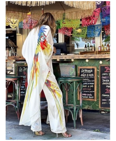 Bohemian Dress Chiffon Bikini Cover Up Kaftan White Dress Big Size Kimono Beachwear Print Tunic For Beach Swimsuit Cover Up $...