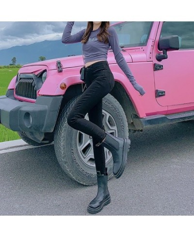 Buttoned Denim Jeans Ladies Summer Autumn 2023 New Stretch Jeans Casual Tight-fitting Denim Trousers $48.37 - Jeans