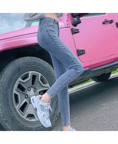 Buttoned Denim Jeans Ladies Summer Autumn 2023 New Stretch Jeans Casual Tight-fitting Denim Trousers $48.37 - Jeans