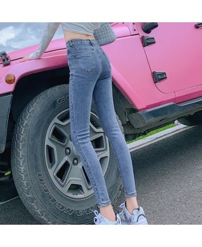 Buttoned Denim Jeans Ladies Summer Autumn 2023 New Stretch Jeans Casual Tight-fitting Denim Trousers $48.37 - Jeans