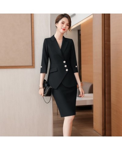 2023 Spring/Summer Female Elegant Women's Skirt Suit White Pink Blazer Bussiness Jacket Office Lady 2 Pieces Set Plus Size $9...