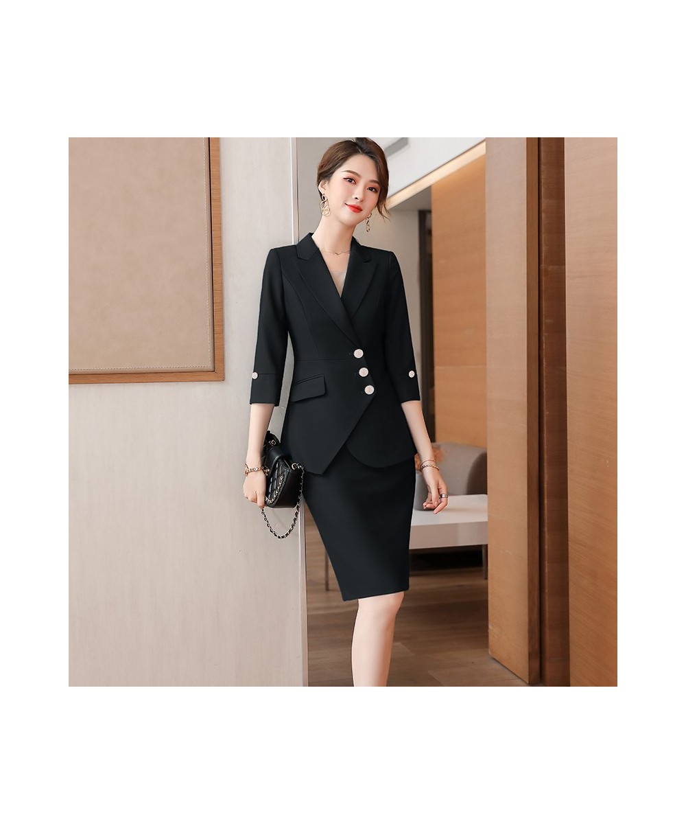 2023 Spring/Summer Female Elegant Women's Skirt Suit White Pink Blazer Bussiness Jacket Office Lady 2 Pieces Set Plus Size $9...