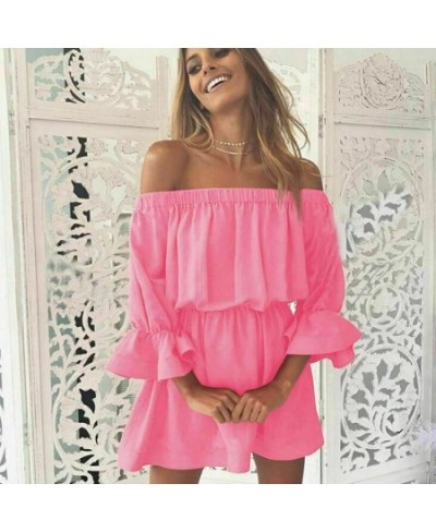 Strapless Sexy summer dresses Women ruffle pleated short dress White Elegant holiday loose beach mini dress $28.59 - Skirts