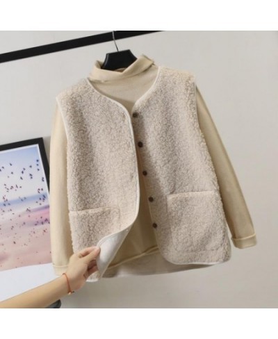 Vests 2023 Autumn Winter Women's Waistcoat Imitation Lamb Wool Warm Vests Casual Sleeveless Single Breasted Ladies Plush $32....