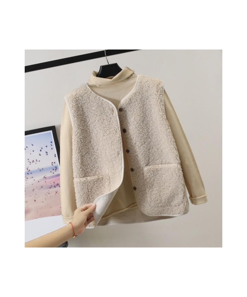 Vests 2023 Autumn Winter Women's Waistcoat Imitation Lamb Wool Warm Vests Casual Sleeveless Single Breasted Ladies Plush $32....