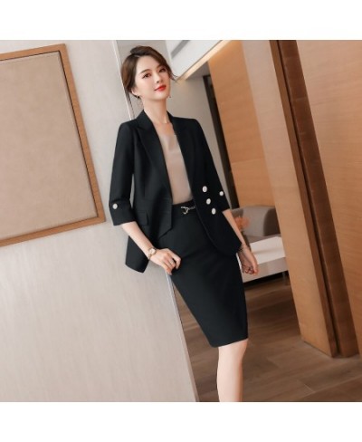 2023 Spring/Summer Female Elegant Women's Skirt Suit White Pink Blazer Bussiness Jacket Office Lady 2 Pieces Set Plus Size $9...