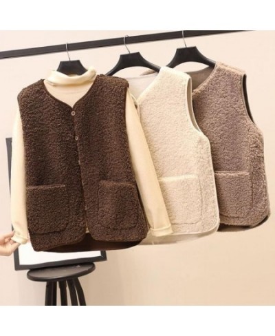 Vests 2023 Autumn Winter Women's Waistcoat Imitation Lamb Wool Warm Vests Casual Sleeveless Single Breasted Ladies Plush $32....