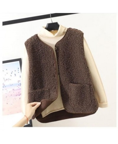 Vests 2023 Autumn Winter Women's Waistcoat Imitation Lamb Wool Warm Vests Casual Sleeveless Single Breasted Ladies Plush $32....