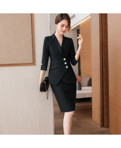 2023 Spring/Summer Female Elegant Women's Skirt Suit White Pink Blazer Bussiness Jacket Office Lady 2 Pieces Set Plus Size $9...