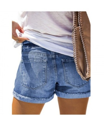 High Waist Women'S Jeans 2022 Fashion Street Ripped Denim Shorts Plus Size Loose Printed Blue Denim Shorts For Women Summer $...