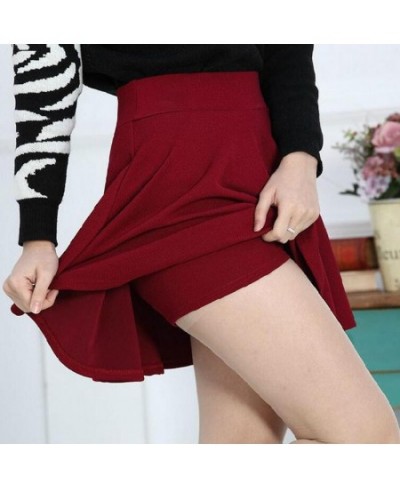 Women Skirt Four Seasons Suitable Shorts 10 Candy Colors Pleated Skirts Prevent Exposure High Elasticity Pleated Saia $20.91 ...