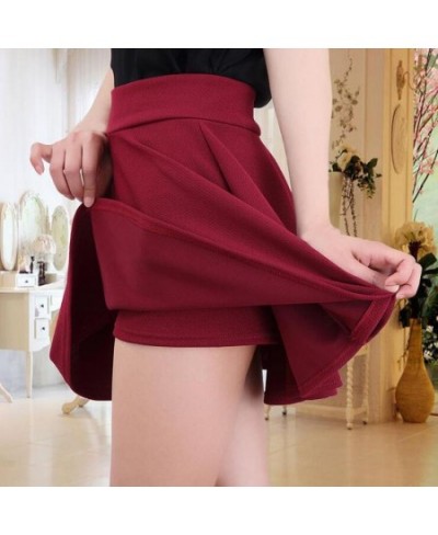 Women Skirt Four Seasons Suitable Shorts 10 Candy Colors Pleated Skirts Prevent Exposure High Elasticity Pleated Saia $20.91 ...