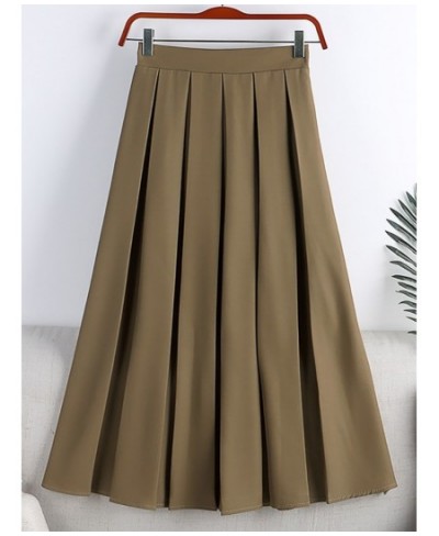 Spring Summer Skirts For Women 2022 Office Lady Elegant Pleated Skirt Elastic High Waist Solid Casual A Line Midi Skirt $41.3...