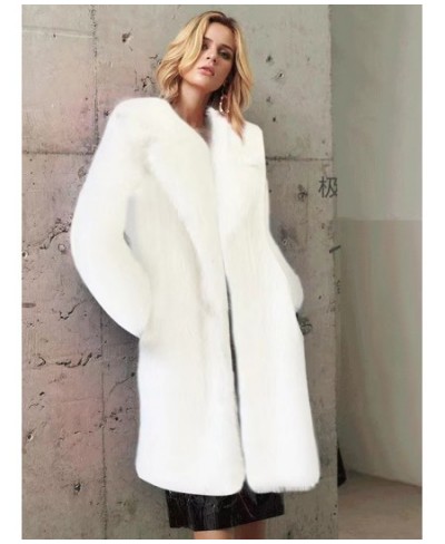 Winter Women High Quality Faux Fur Coat Luxury Long Fur Coat Loose Lapel OverCoat Thick Warm Female Plush Coats Black White $...