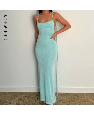 Summer Drawstrings Sexy Swing Collar Backless Sleeveless Maxi Prom Dress Women 2022 Hollow Slit Solid Party Robe Dresses $29....