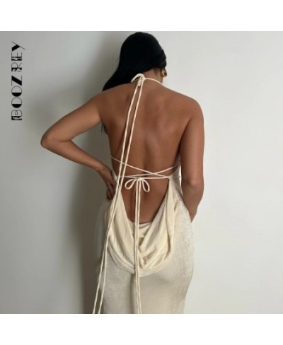 Summer Drawstrings Sexy Swing Collar Backless Sleeveless Maxi Prom Dress Women 2022 Hollow Slit Solid Party Robe Dresses $29....