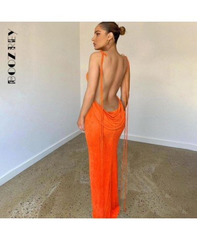 Summer Drawstrings Sexy Swing Collar Backless Sleeveless Maxi Prom Dress Women 2022 Hollow Slit Solid Party Robe Dresses $29....