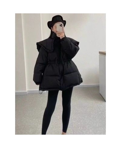 Navy Doll Collar Winter Jacket Women Overcoat Thick White Duck Down Coat Slim Retractable Celebrity Casual Korean Fashion Par...