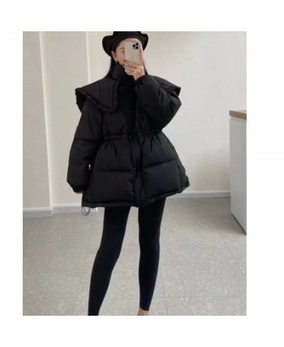 Navy Doll Collar Winter Jacket Women Overcoat Thick White Duck Down Coat Slim Retractable Celebrity Casual Korean Fashion Par...