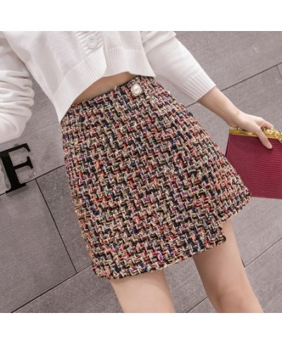 New Autumn And Winter Mini Skirt Women Fashion Tweed Plaid Irregularity A Line Skirts High Waist Woolen Short Skirt Women $29...