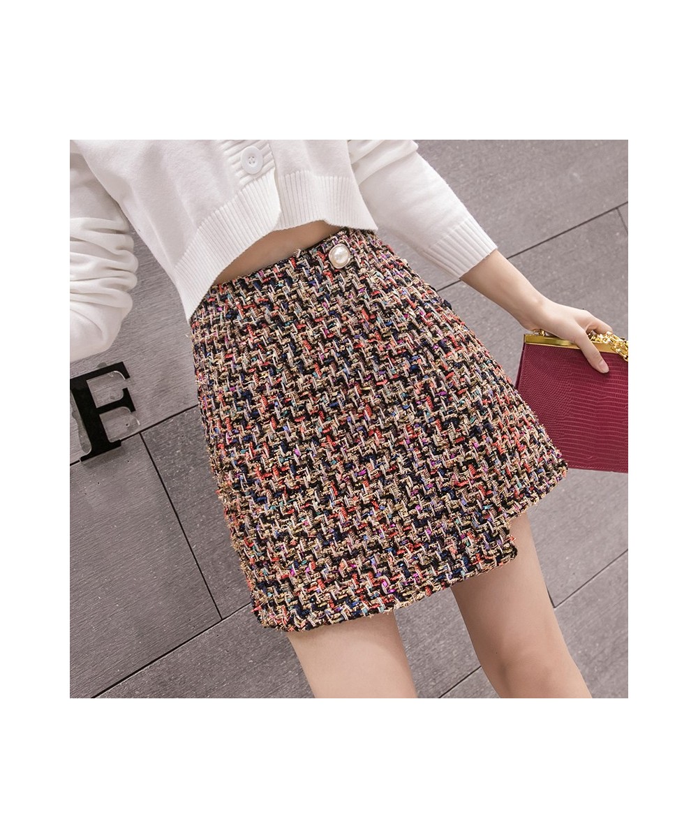 New Autumn And Winter Mini Skirt Women Fashion Tweed Plaid Irregularity A Line Skirts High Waist Woolen Short Skirt Women $29...