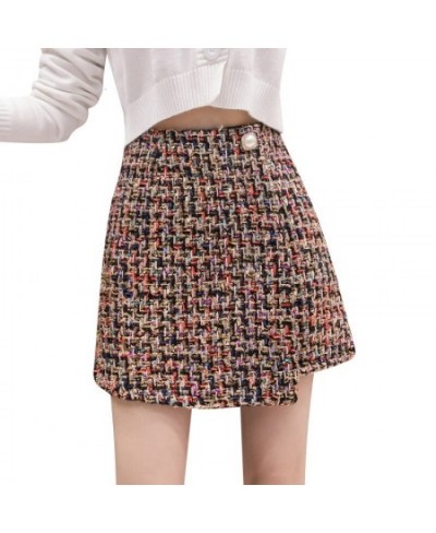 New Autumn And Winter Mini Skirt Women Fashion Tweed Plaid Irregularity A Line Skirts High Waist Woolen Short Skirt Women $29...