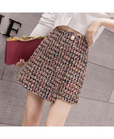 New Autumn And Winter Mini Skirt Women Fashion Tweed Plaid Irregularity A Line Skirts High Waist Woolen Short Skirt Women $29...