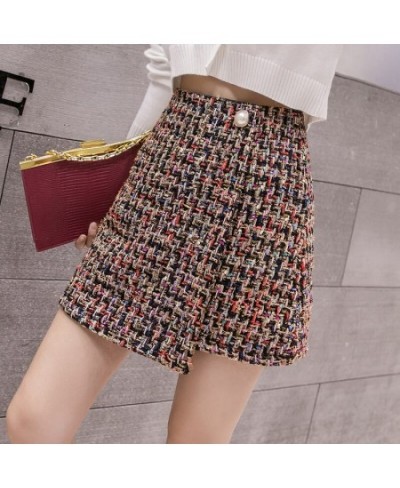 New Autumn And Winter Mini Skirt Women Fashion Tweed Plaid Irregularity A Line Skirts High Waist Woolen Short Skirt Women $29...