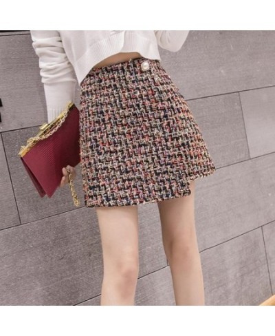 New Autumn And Winter Mini Skirt Women Fashion Tweed Plaid Irregularity A Line Skirts High Waist Woolen Short Skirt Women $29...