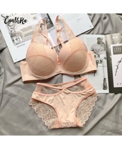 Lingerie Bra Underwear for Women Sexy Section Breathable Female Large Plus Size Lace Push Up Bralette Bra and Panty Set $26.4...