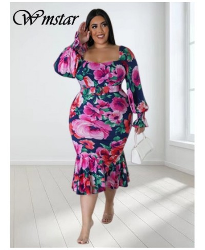 Plus Size Dresses for Women Summer Holiday Clothing Floral Print Off Shoulder Maxi Dress Wholesale with Belt $44.98 - Plus Si...