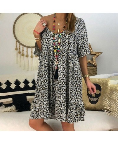 Dress Women Summer Spot European American wear loose horn sleeve printed Dresses Casual Vestidos CKX8983 $37.51 - Dresses