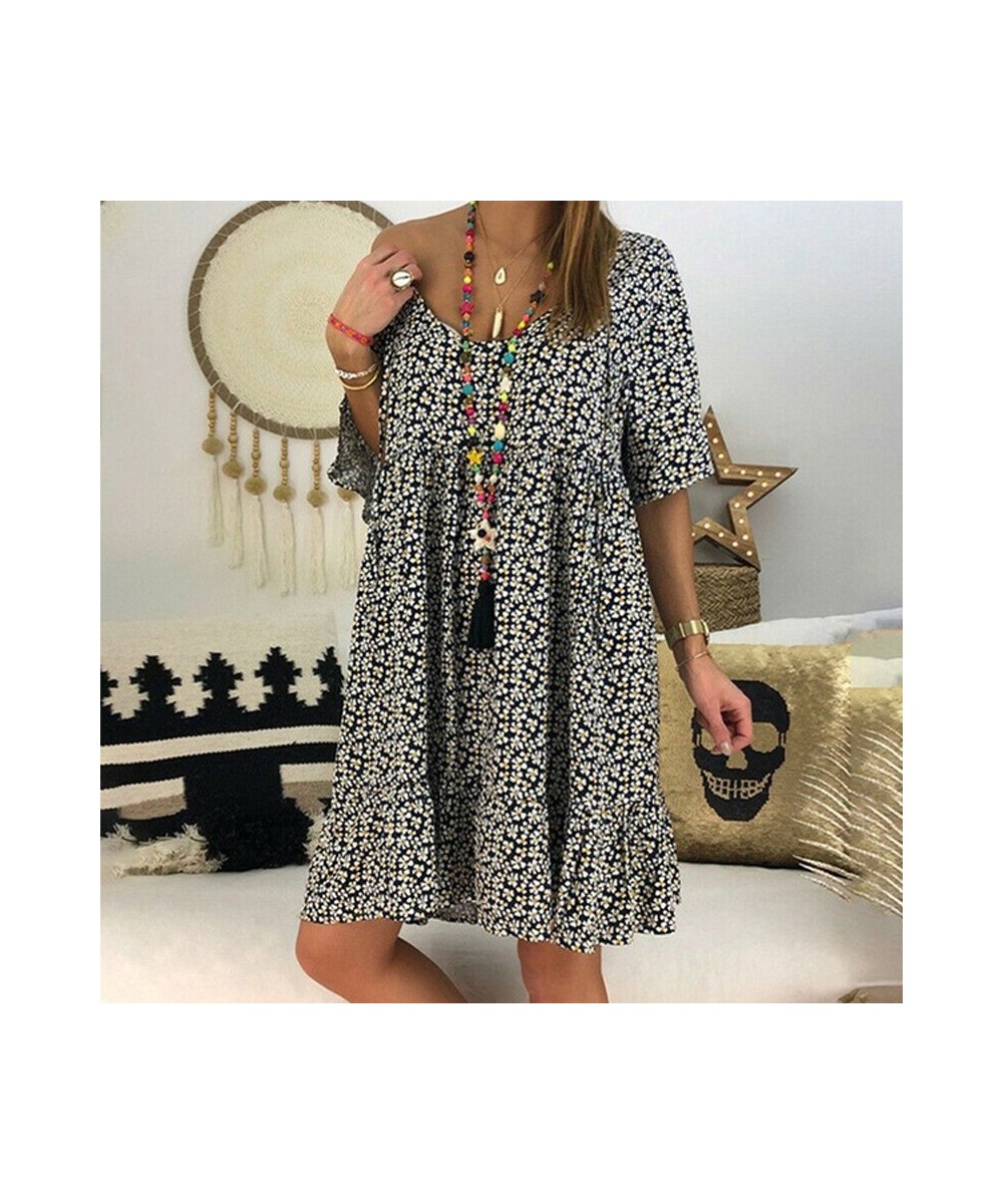 Dress Women Summer Spot European American wear loose horn sleeve printed Dresses Casual Vestidos CKX8983 $37.51 - Dresses