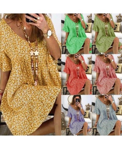 Dress Women Summer Spot European American wear loose horn sleeve printed Dresses Casual Vestidos CKX8983 $37.51 - Dresses