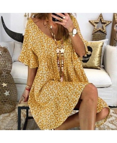 Dress Women Summer Spot European American wear loose horn sleeve printed Dresses Casual Vestidos CKX8983 $37.51 - Dresses