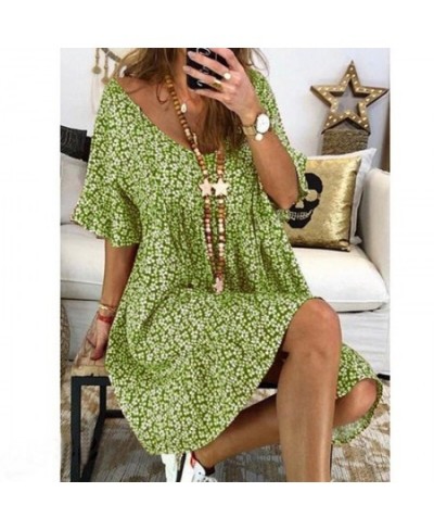 Dress Women Summer Spot European American wear loose horn sleeve printed Dresses Casual Vestidos CKX8983 $37.51 - Dresses