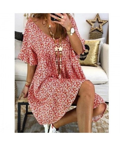 Dress Women Summer Spot European American wear loose horn sleeve printed Dresses Casual Vestidos CKX8983 $37.51 - Dresses