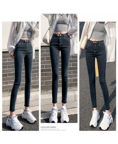 Women Jeans Female Denim Pants Womens Skinny Jeans Slim Pants High Waisted Stretch Denim Jeans Blue Retro Washed Trousers $47...