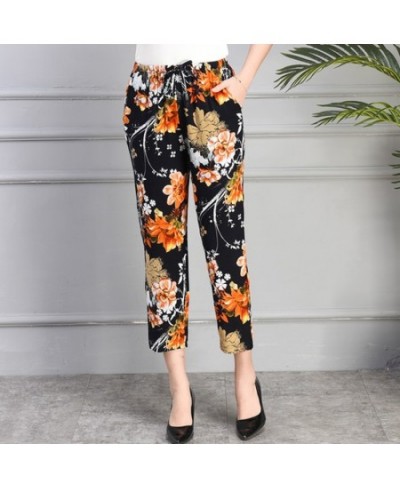 Summer Women Harem Pants 2023 High Waist Print Loose Vintage Ankle-Length Pants Female Elastic Waist Trousers $27.15 - Pants ...