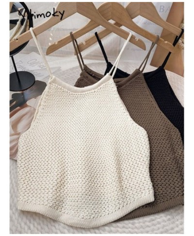 Knitted Tank Top for Women 2023 New Sleeveless Slim Lace Up Hollow Out Vintage Tanks Korean Ladies Solid Casual Top $37.24 - ...